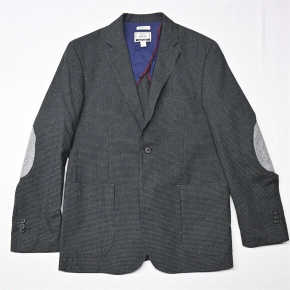 Jos A Bank Medium Houndstooth Brrr Tailored Elbow Patch Blazer Jacket Sport Coat
